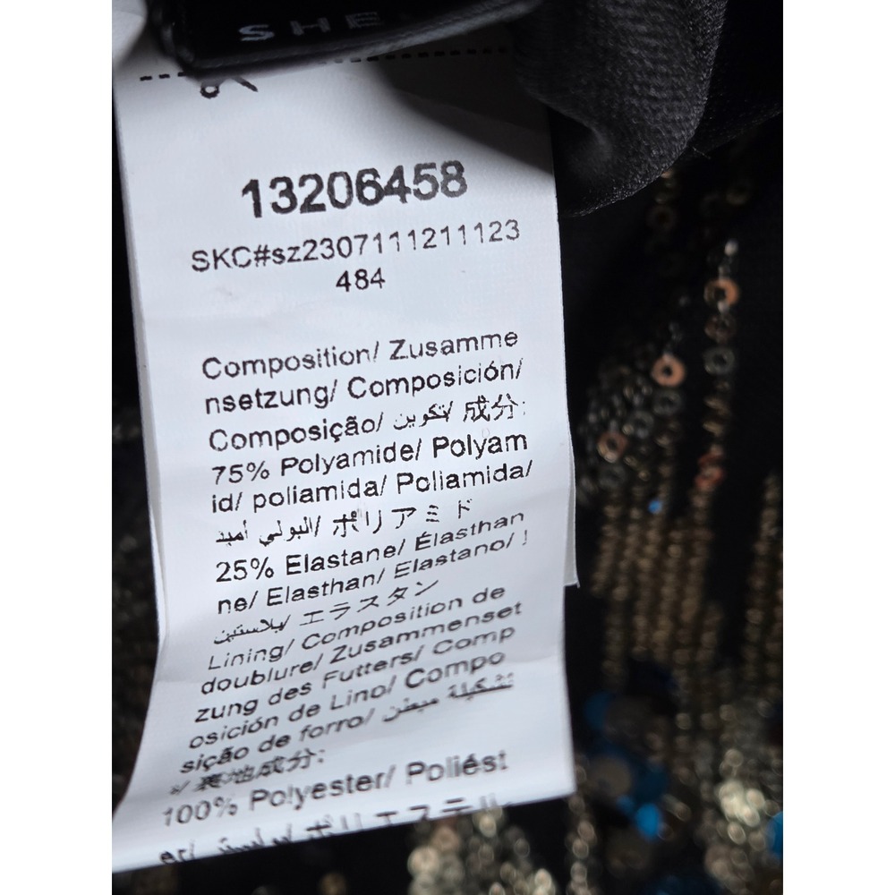 SHEINBAE Sequin Flare Pants XS Black Gold Teal Womens High Waist Party Trousers - Picture 9 of 10